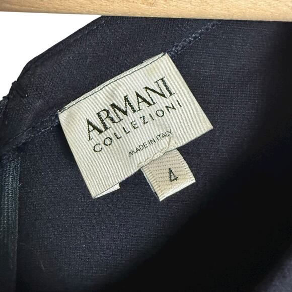 Armani Collezioni Italian Midnight Blue White Colorblock Sheath Dress Size 4 - Picture 3 of 8